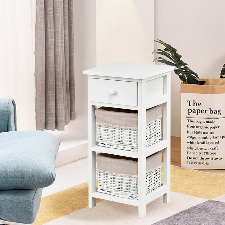 Bedside Table Made of Paulownia Wood in Country House Style - TidySpaces