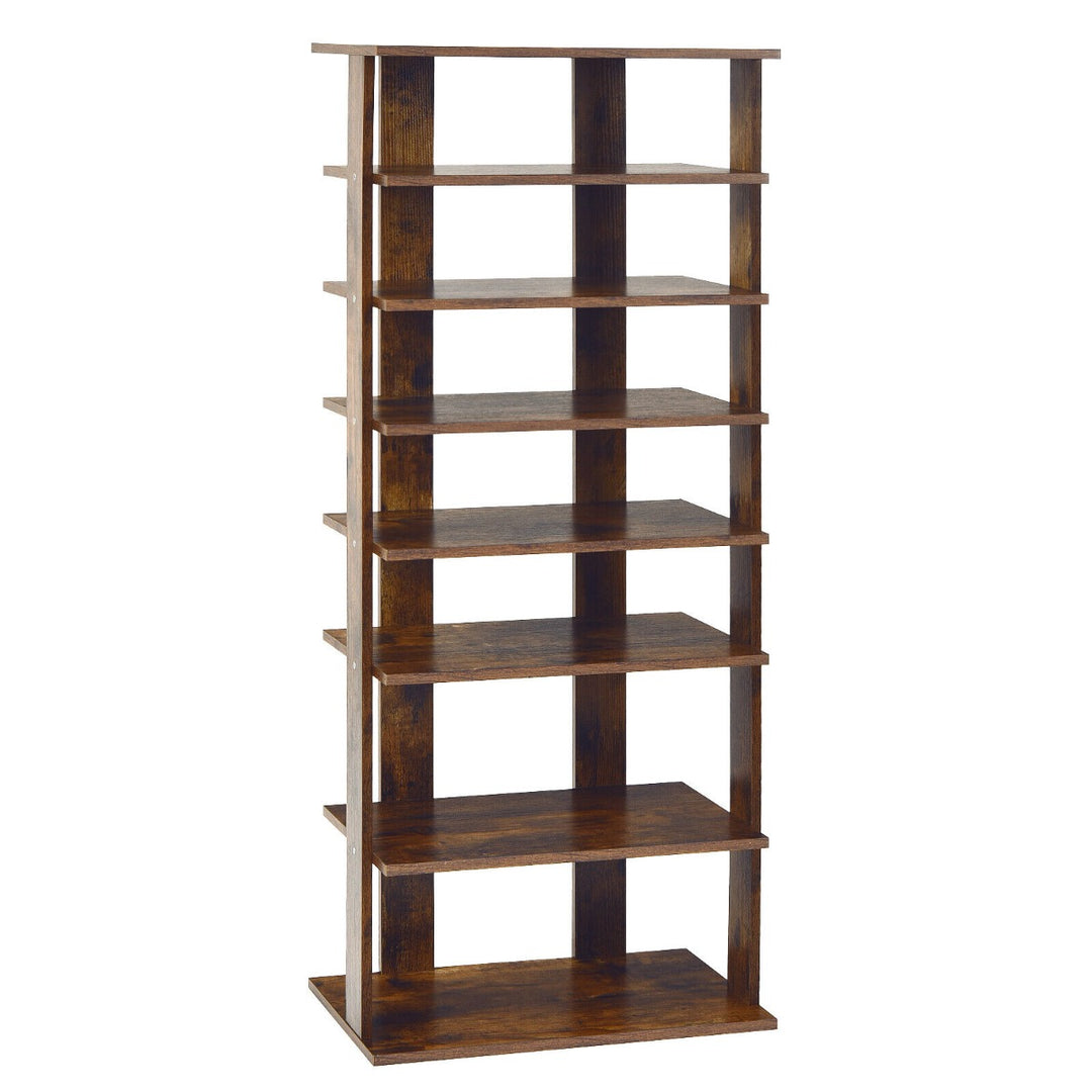 Extra Wide Wooden Vertical Shoe Rack with 7 Shelves