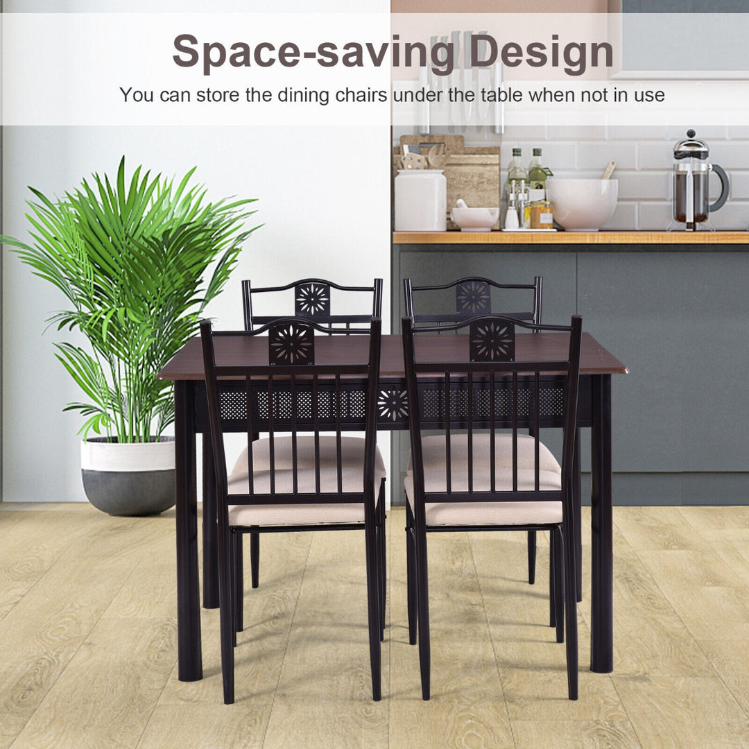 5 Pieces Kitchen Dining Table and Chair Set with Sponge Cushion - TidySpaces