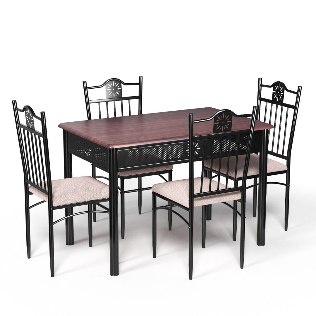 5 Pieces Kitchen Dining Table and Chair Set with Sponge Cushion - TidySpaces