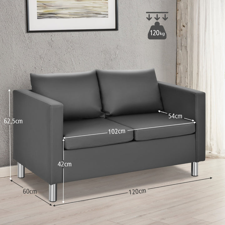 2 Seater PU Leather Accent Tub Sofa Loveseat  with Pillows - TidySpaces