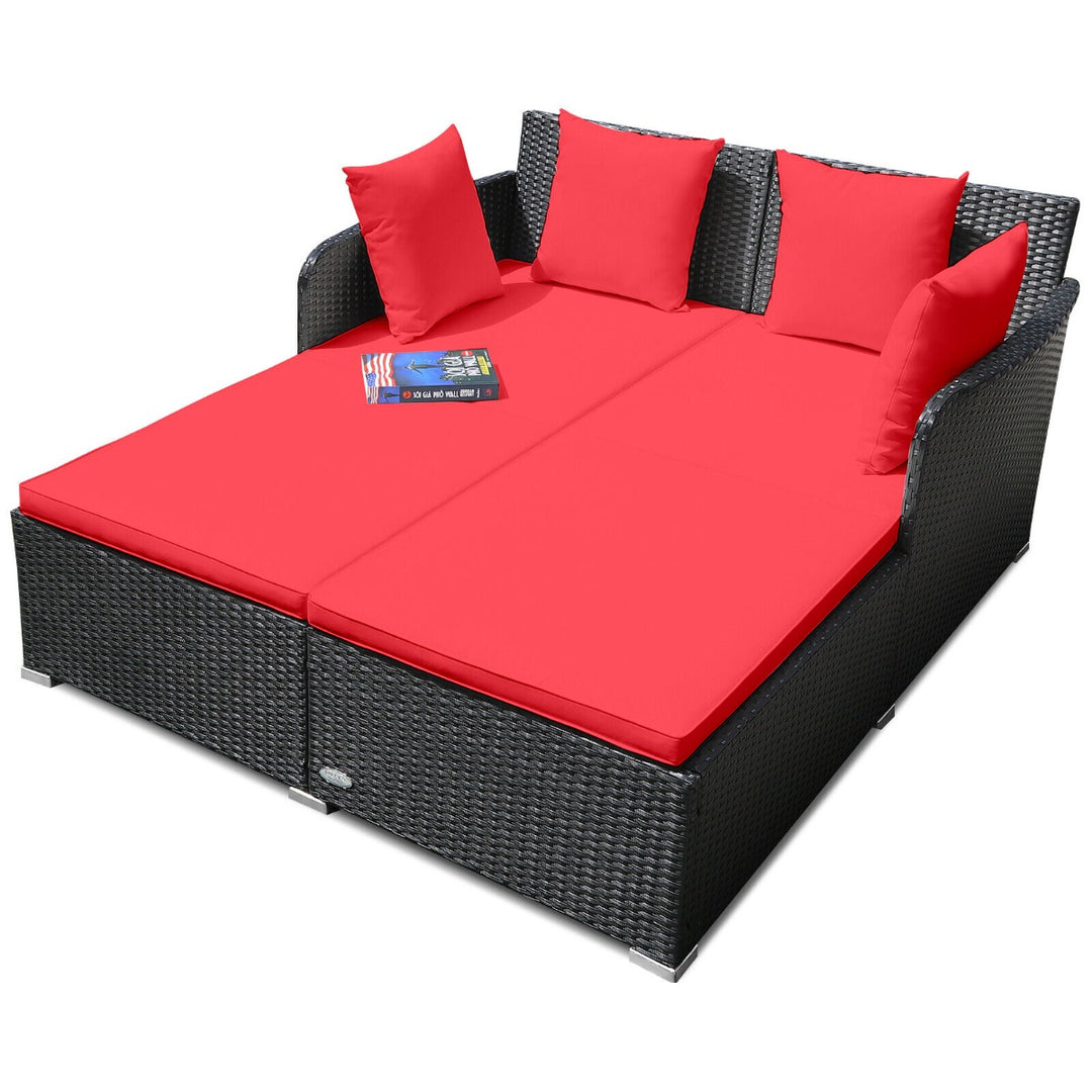 Rattan Garden 2 Seater Daybed Furniture Set  with Cushions