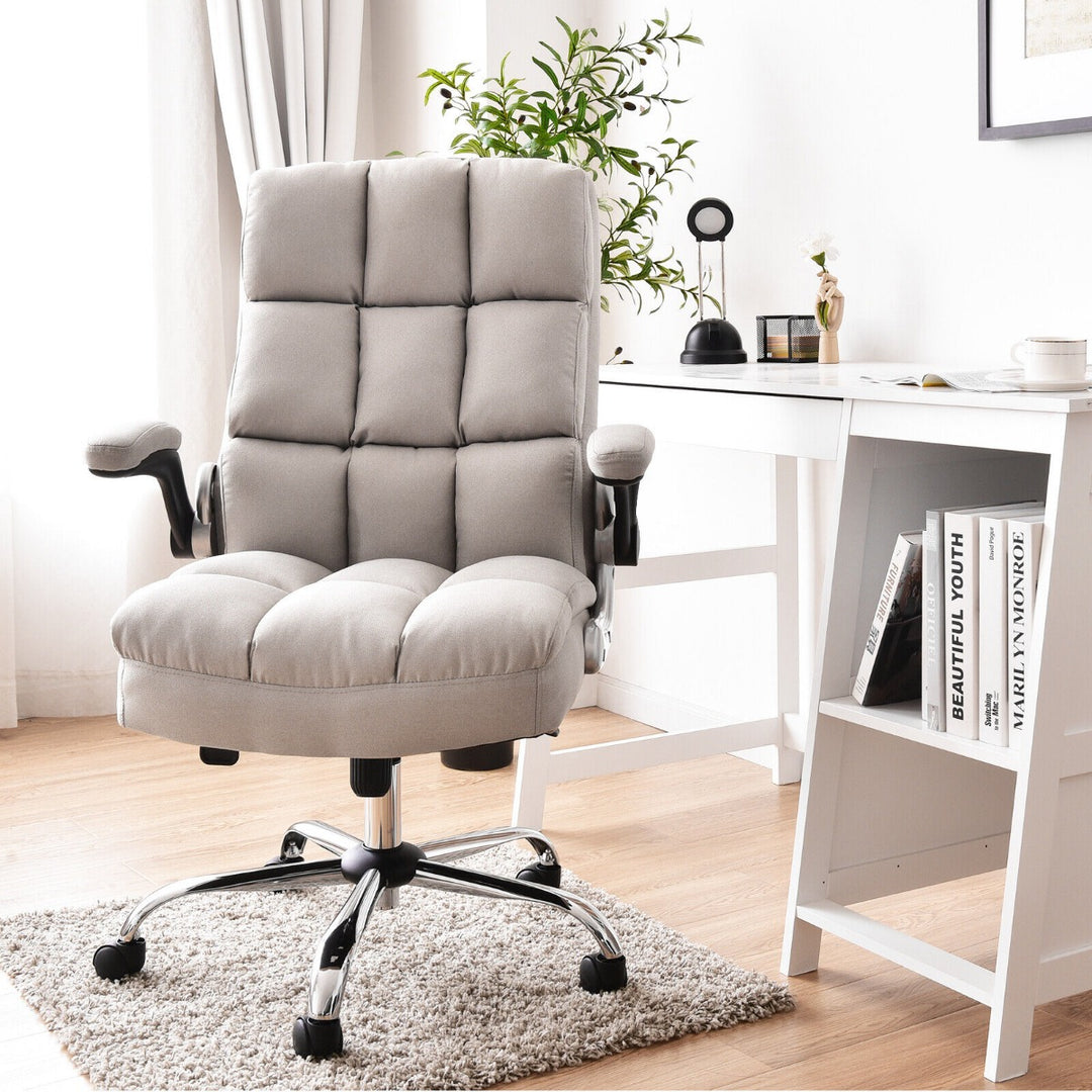 Linen Upholstered Executive Chair with Ergonomic High Back for Home Office - TidySpaces