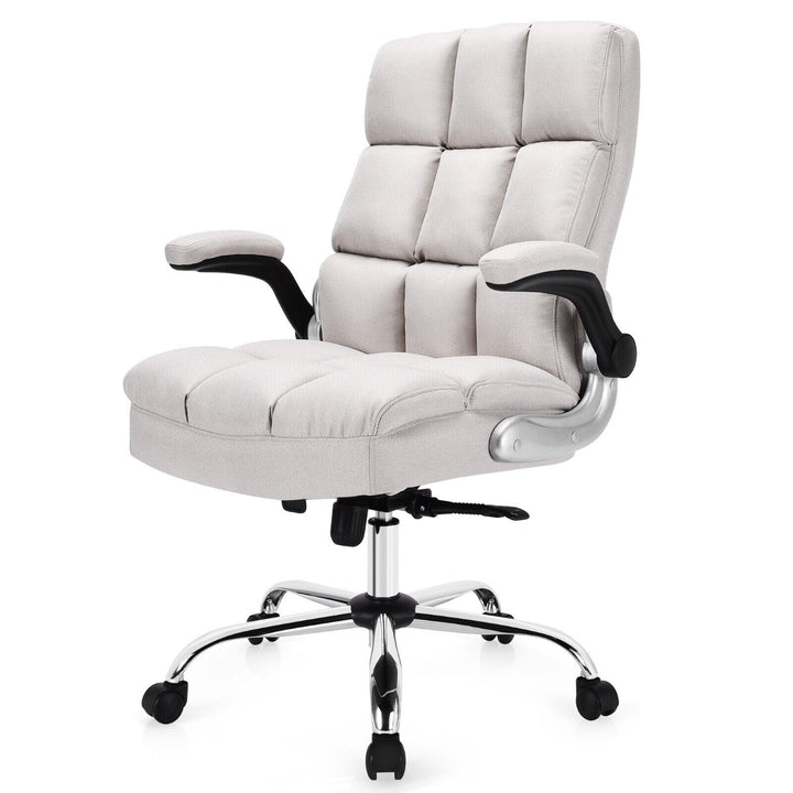 Linen Upholstered Executive Chair with Ergonomic High Back for Home Office - TidySpaces