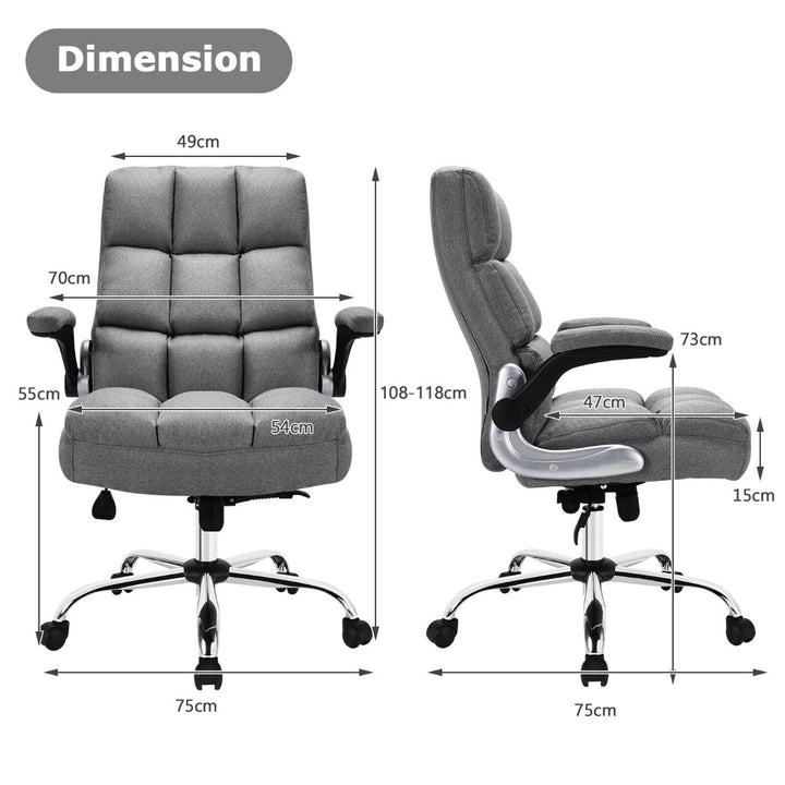 Linen Upholstered Executive Chair with Ergonomic High Back for Home Office - TidySpaces