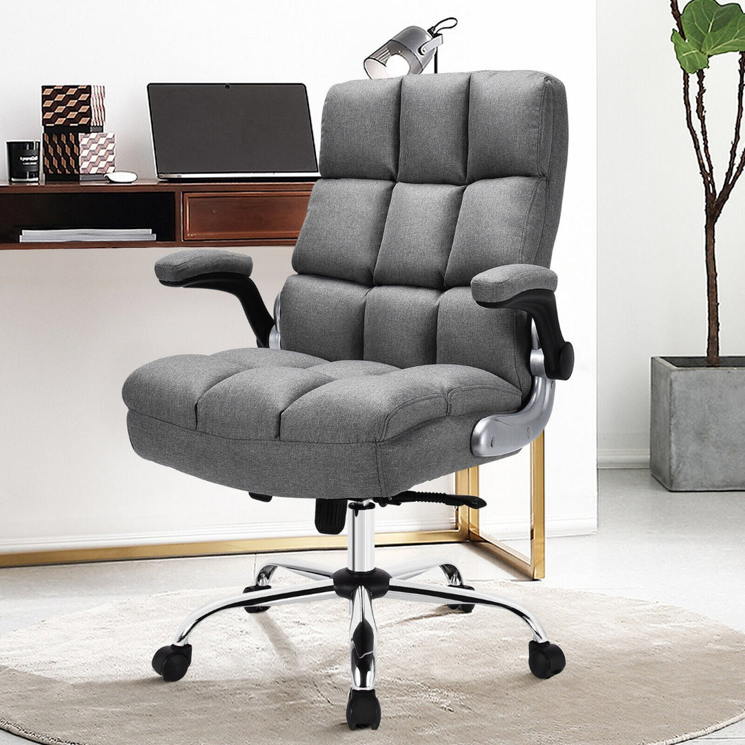 Linen Upholstered Executive Chair with Ergonomic High Back for Home Office - TidySpaces