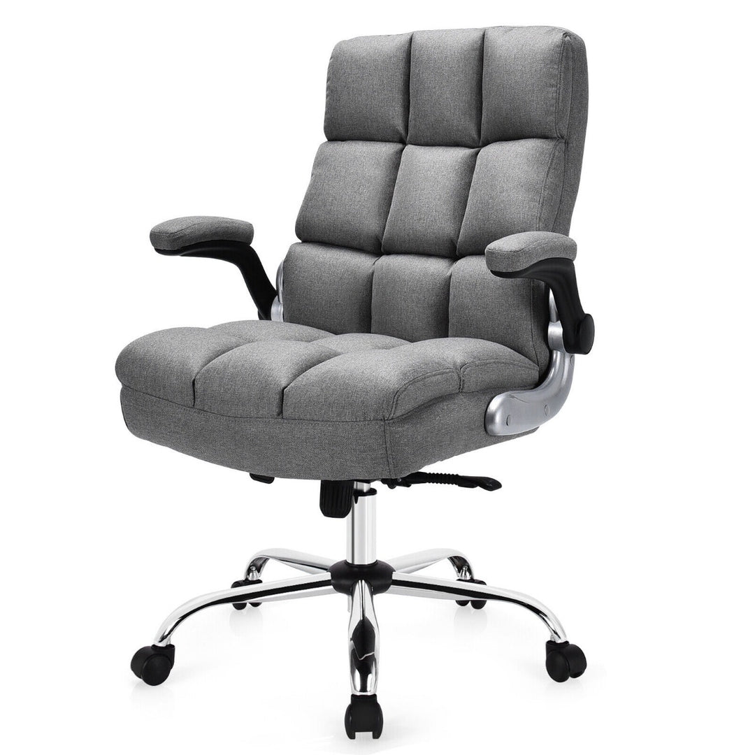 Linen Upholstered Executive Chair with Ergonomic High Back for Home Office - TidySpaces