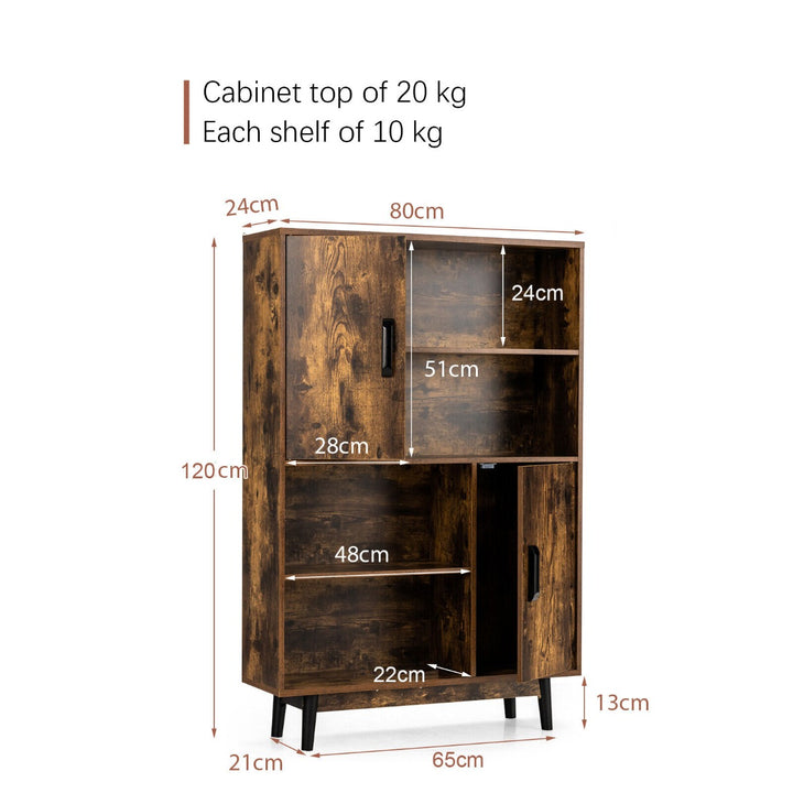 Freestanding Wooden Sideboard Storage Cabinet with 2 Doors and 4 Shelves - TidySpaces