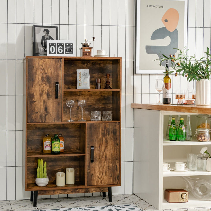 Freestanding Wooden Sideboard Storage Cabinet with 2 Doors and 4 Shelves - TidySpaces