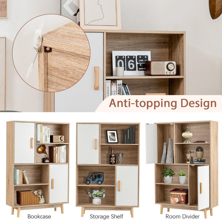 Freestanding Wooden Sideboard Storage Cabinet with 2 Doors and 4 Shelves - TidySpaces