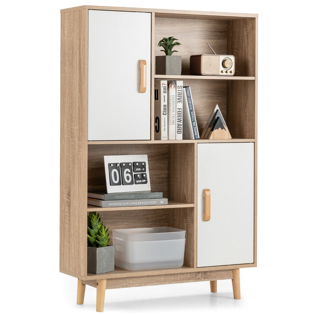 Freestanding Wooden Sideboard Storage Cabinet with 2 Doors and 4 Shelves - TidySpaces