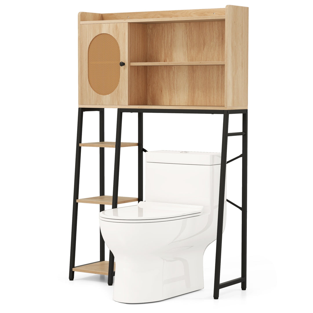 Over The Toilet Storage Cabinet with Sturdy Metal Frame and Adjustable Shelf-Natural