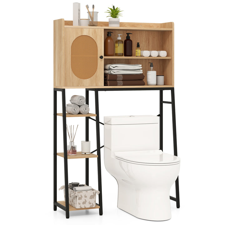 Over The Toilet Storage Cabinet with Sturdy Metal Frame and Adjustable Shelf-Natural