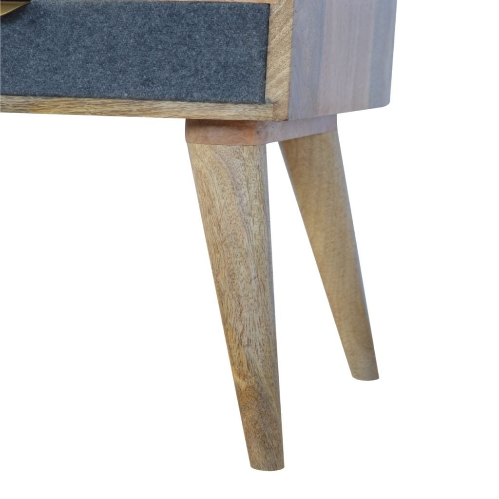 Grey Tweed Bedside with Open Slot