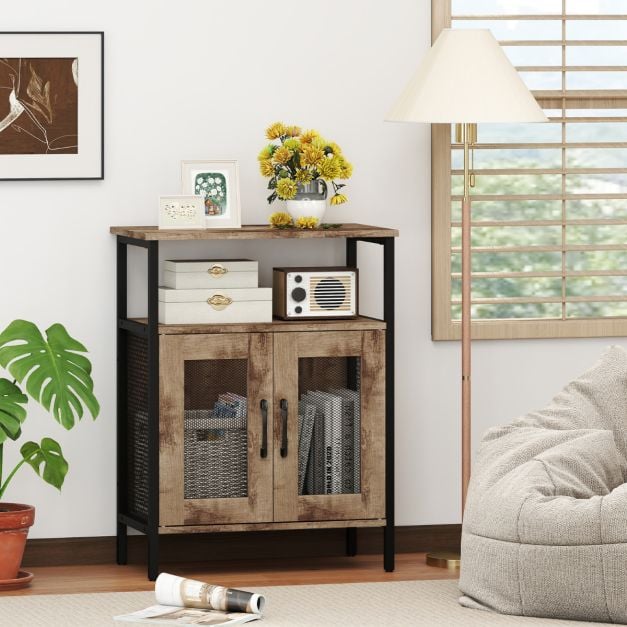 Industrial Kitchen Storage Cabinet for Dining Living Room in Oak