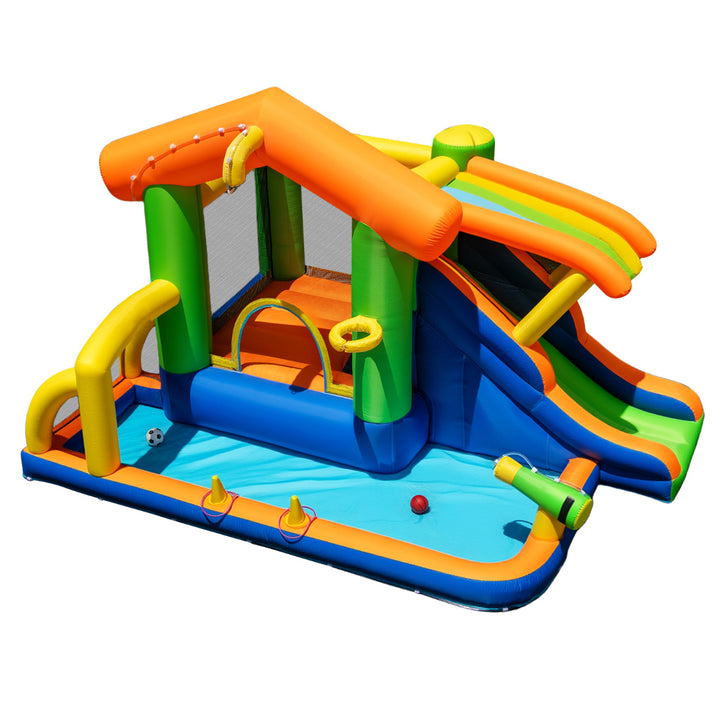 8-in-1 Inflatable Bounce House Water Park with Slide for Kids 3-12 Without Blower