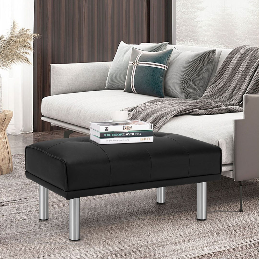 Leather Tufted Upholstered Ottoman Bench for Living Room Entryway - TidySpaces