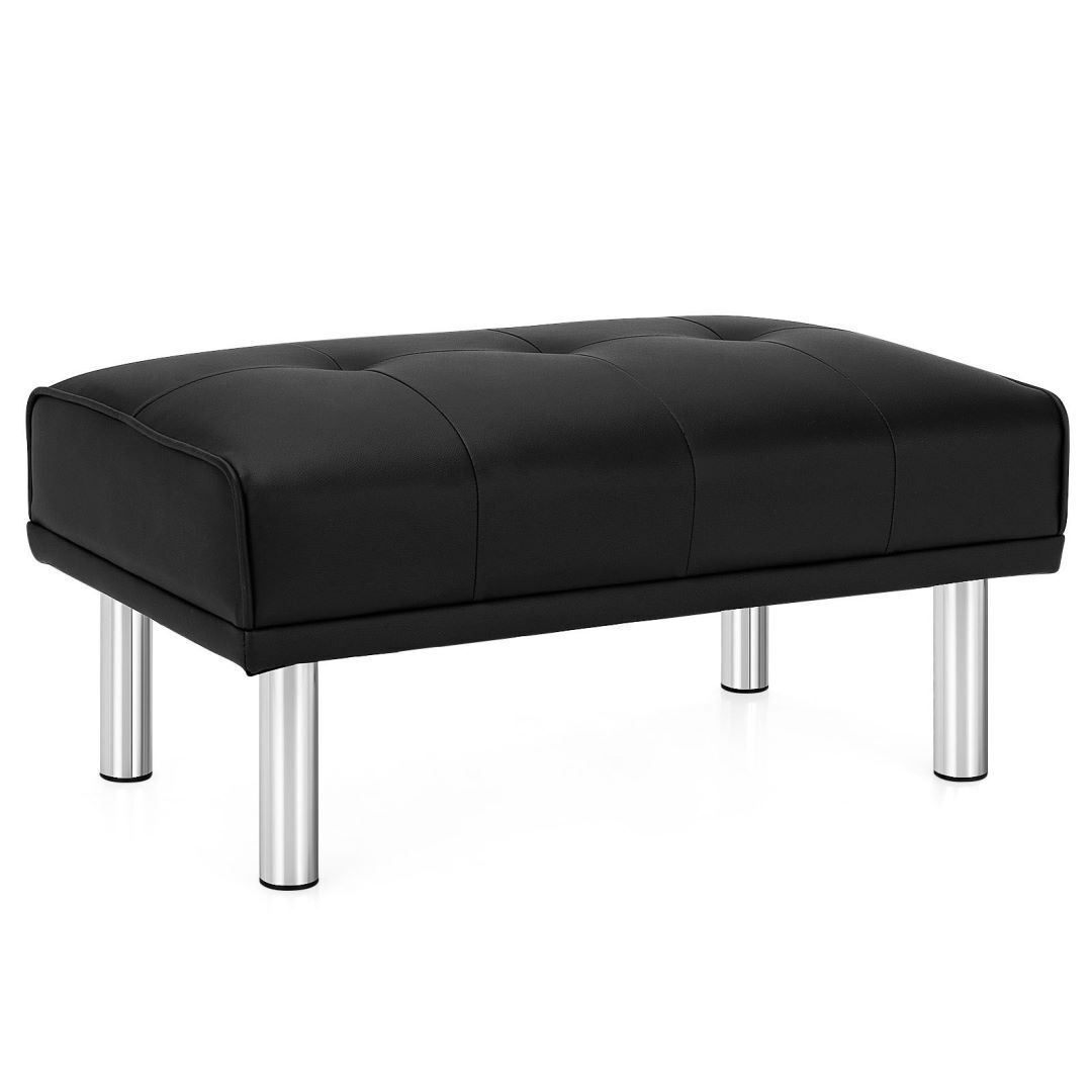 Leather Tufted Upholstered Ottoman Bench for Living Room Entryway - TidySpaces