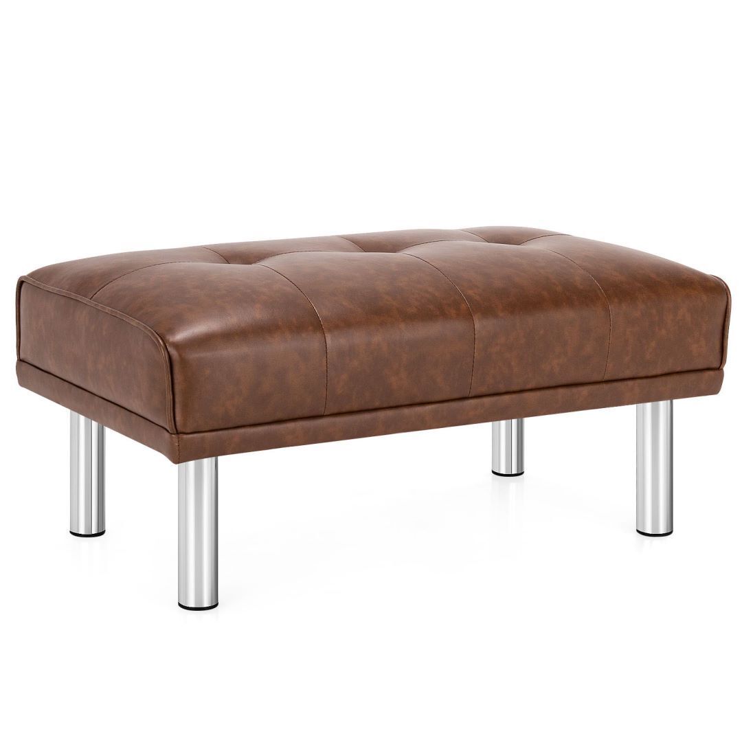 Leather Tufted Upholstered Ottoman Bench for Living Room Entryway - TidySpaces