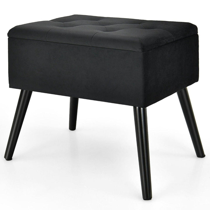 Modern Upholstered Flip Top Velvet Storage Ottoman Footrest