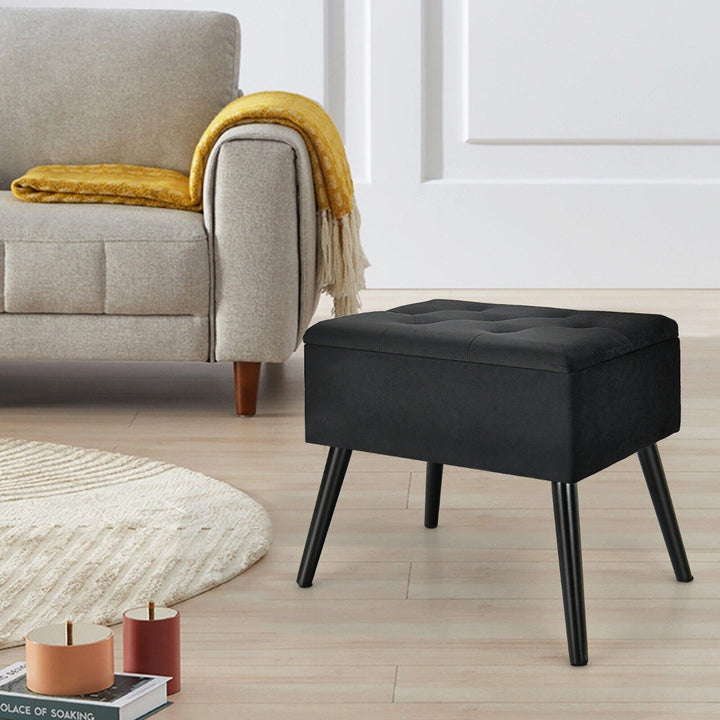 Modern Upholstered Flip Top Velvet Storage Ottoman Footrest