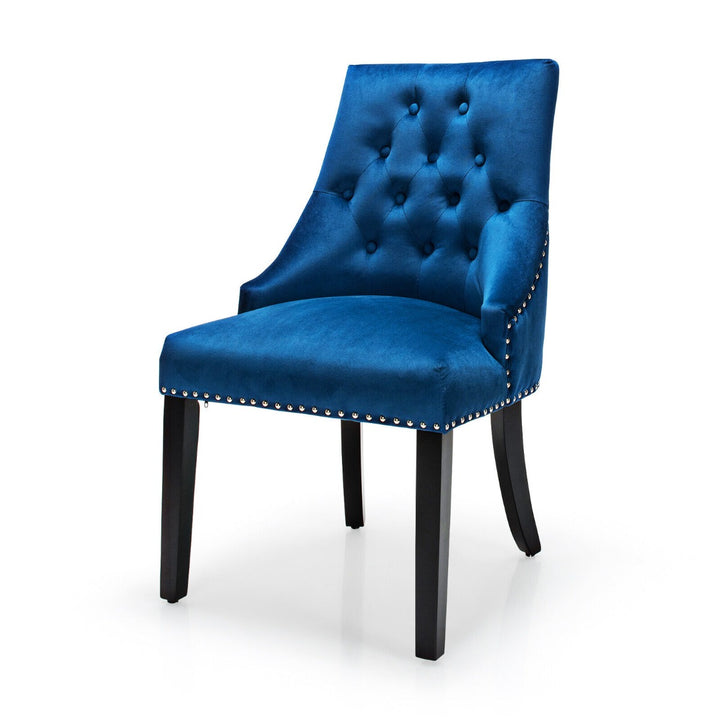 Modern Button Tufted Velvet Studded Dining Chair with Nail head Trim - TidySpaces