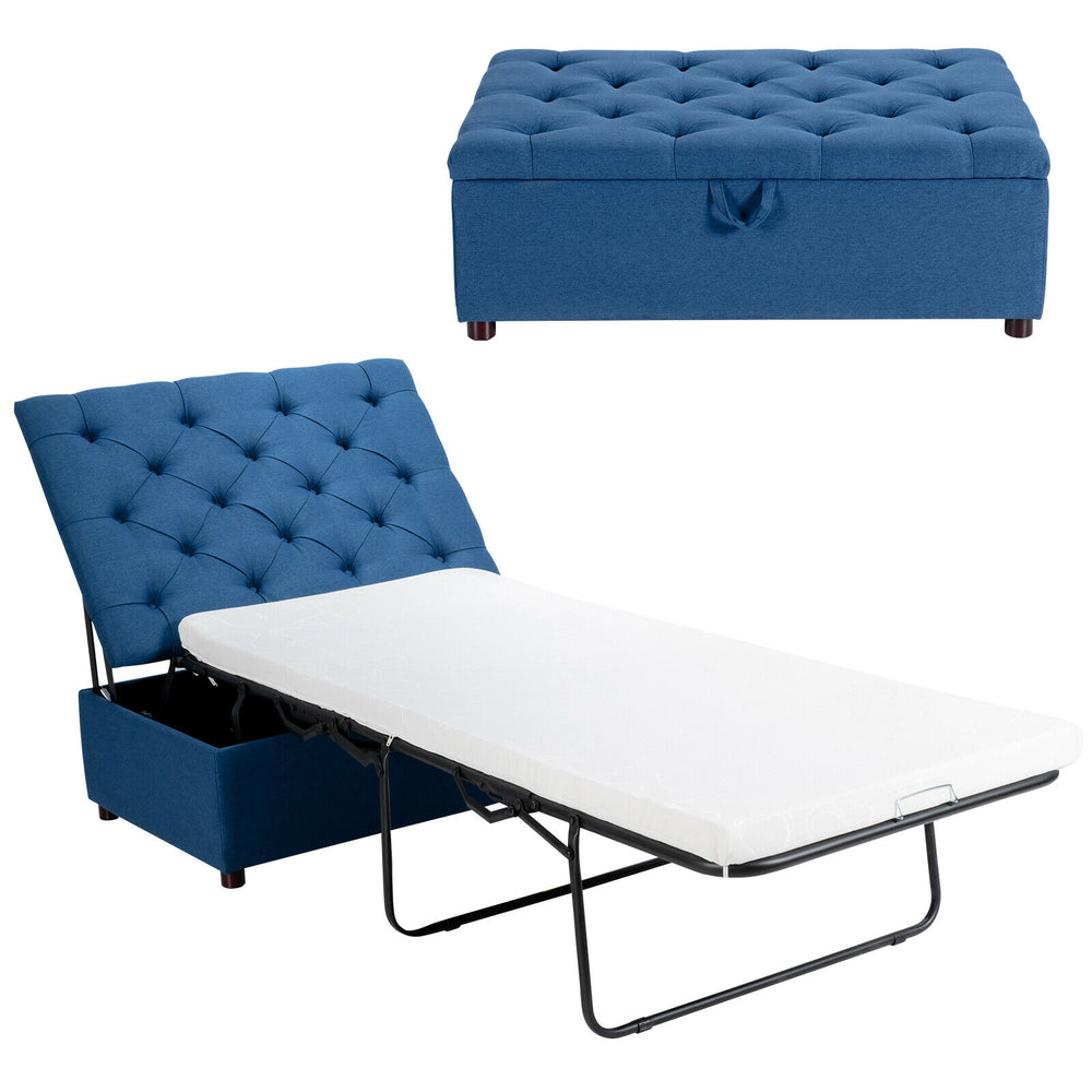 2 in 1 Convertible Sofa Bed with Mattress for Home and Office Blue - TidySpaces