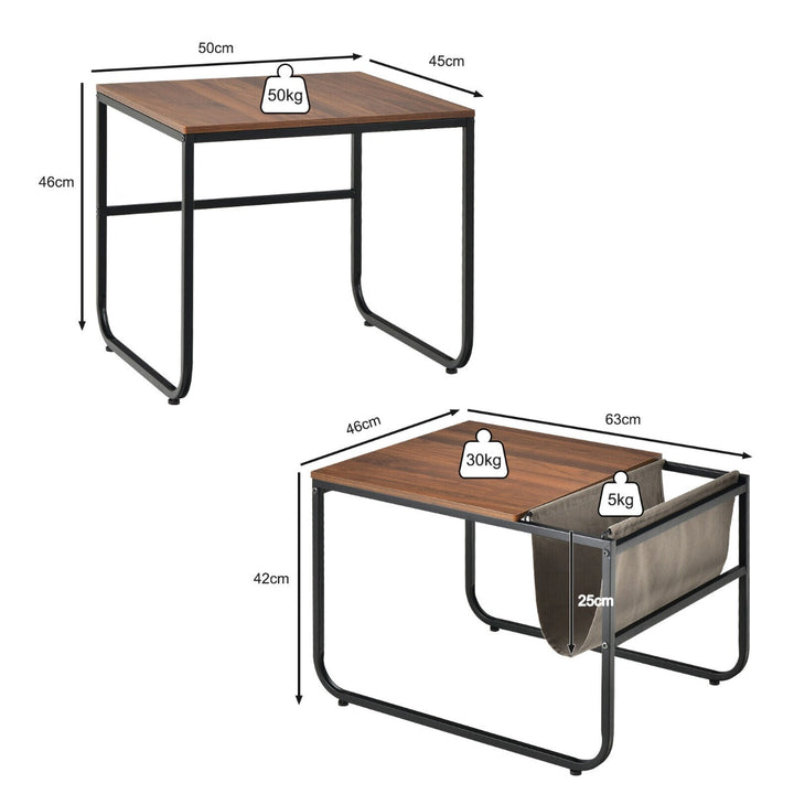 2 Pieces Modern Industrial Nesting Coffee Table Set - TidySpaces