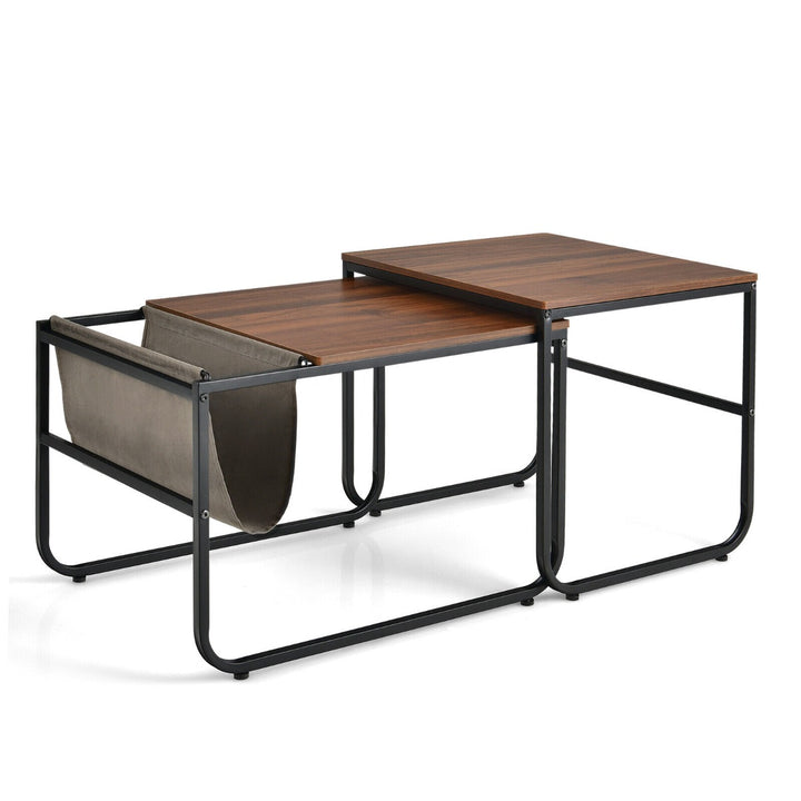 2 Pieces Modern Industrial Nesting Coffee Table Set - TidySpaces