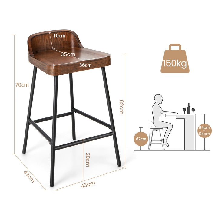 Low Back Bar Stool with Backrest Footrest and Saddle Seat for Kitchen Pub Coffee - TidySpaces