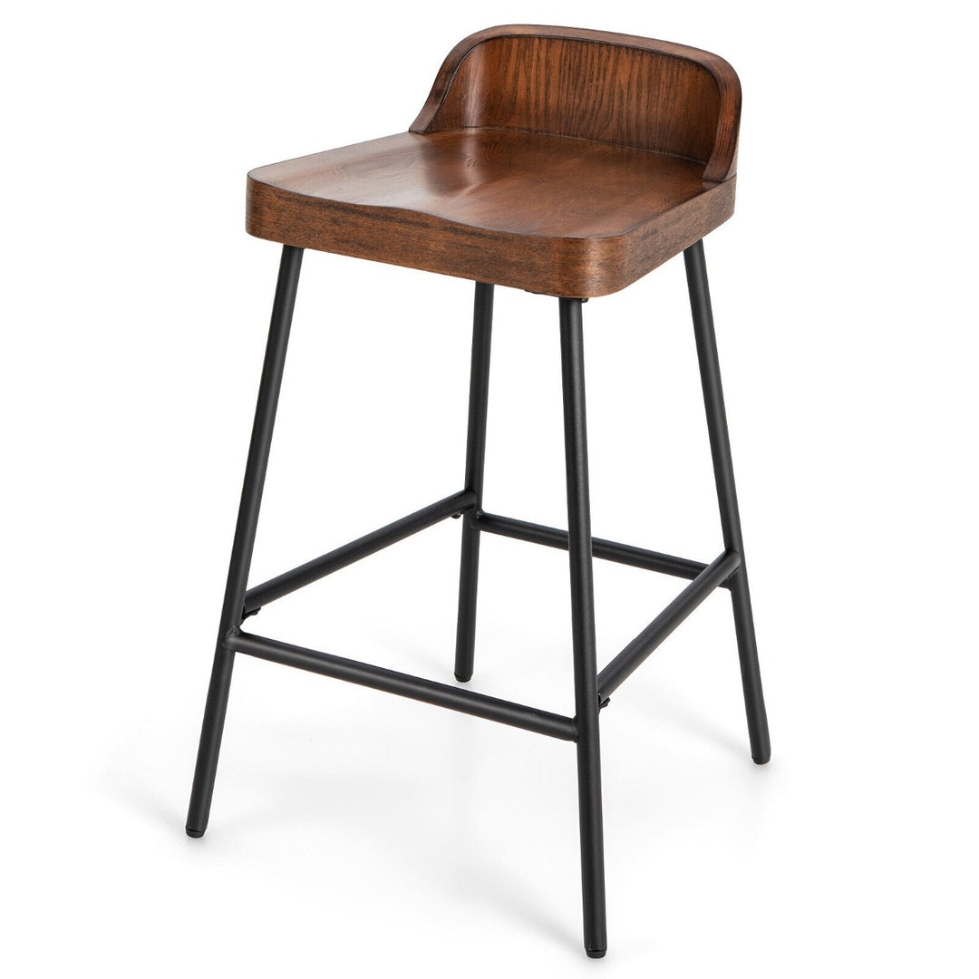 Low Back Bar Stool with Backrest Footrest and Saddle Seat for Kitchen Pub Coffee - TidySpaces