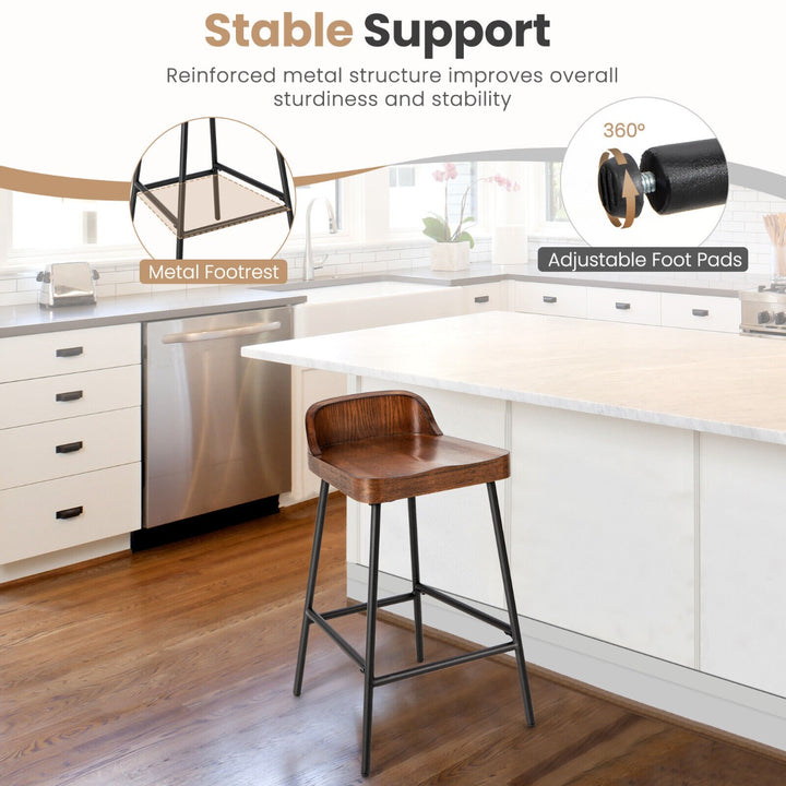 Low Back Bar Stool with Backrest Footrest and Saddle Seat for Kitchen Pub Coffee - TidySpaces