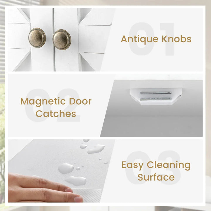 Bathroom Wall Cabinet with Double Door and Open Shelf and Towel Rack-White - TidySpaces