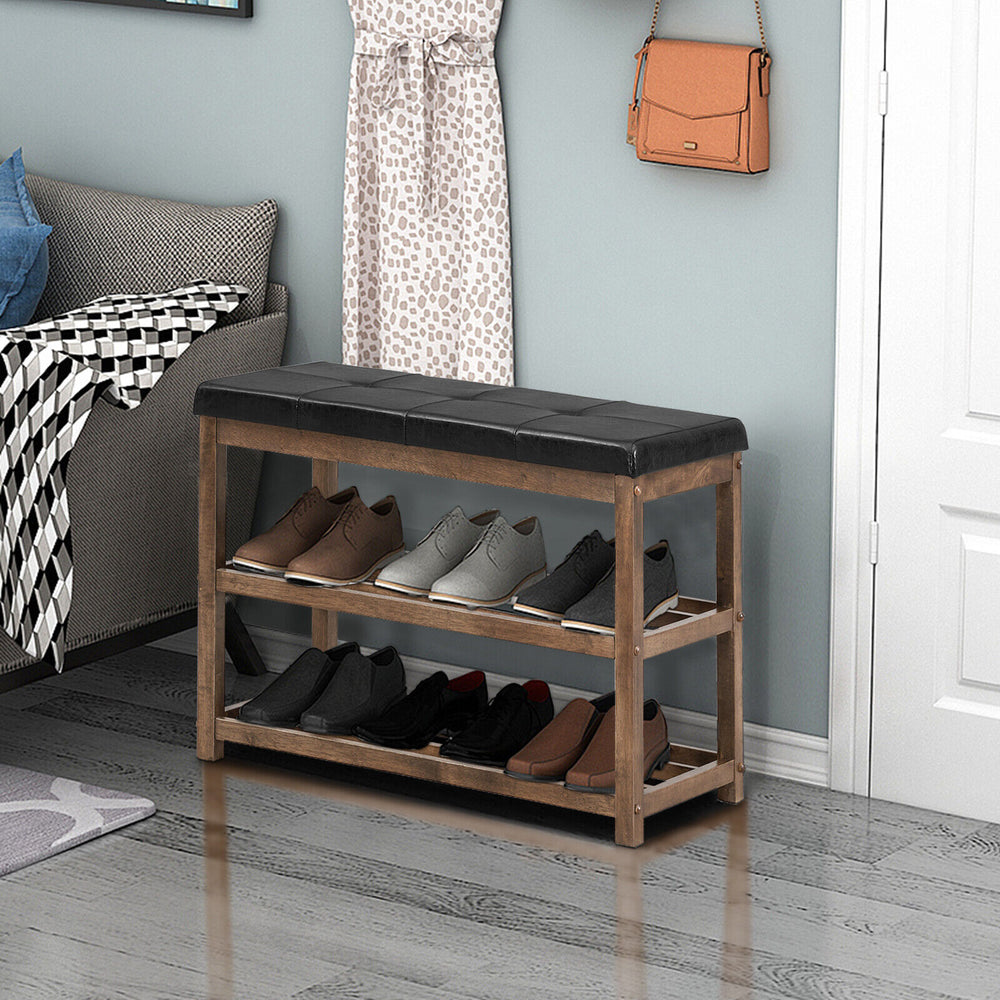 3 Tiers Shoe Storage Bench with Cushioned Seat - TidySpaces