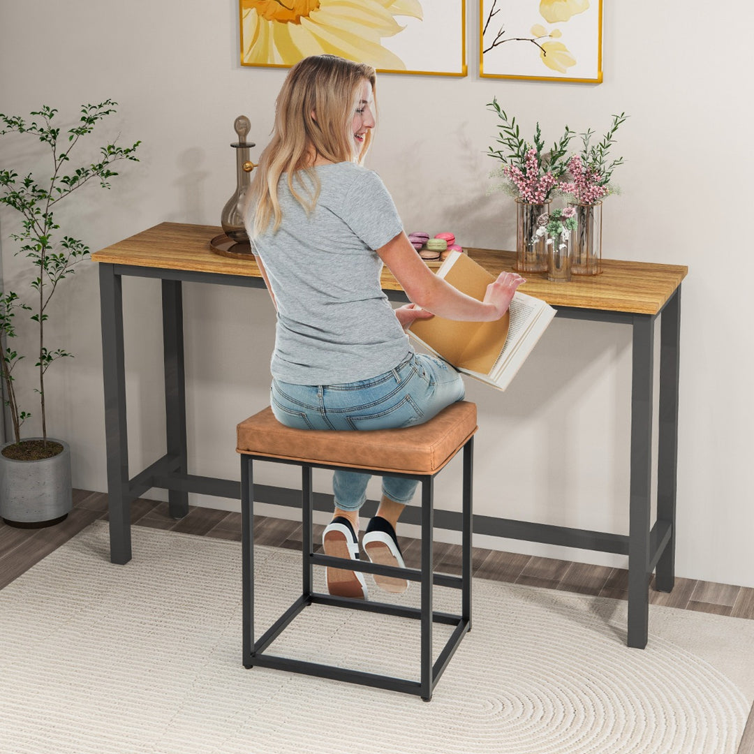 Bar Stools Set of 2 with PVC Leather Cushion - TidySpaces