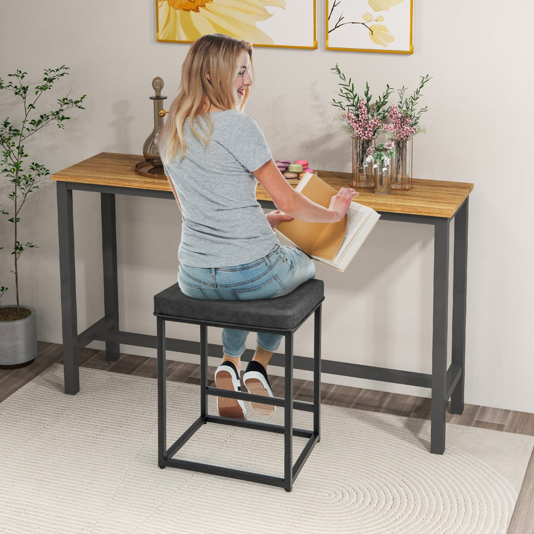 Bar Stools Set of 2 with PVC Leather Cushion - TidySpaces