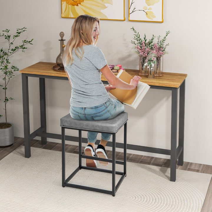 Bar Stools Set of 2 with PVC Leather Cushion - TidySpaces