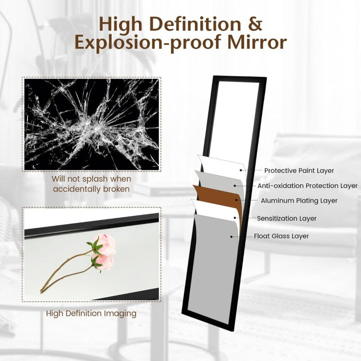 Full Length Over the Door Mirror with Hanging Hooks for Bedroom