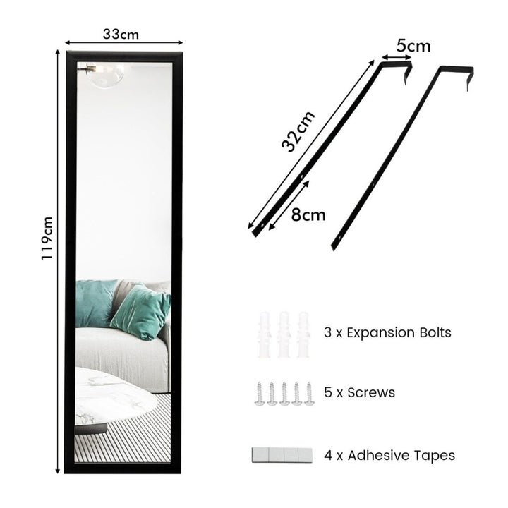 Full Length Over the Door Mirror with Hanging Hooks for Bedroom