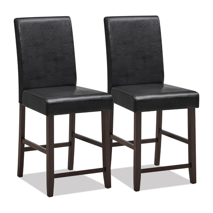 Set of 2 Counter Height Bar Stools with Rubber Wood Legs and Ergonomic Back - TidySpaces