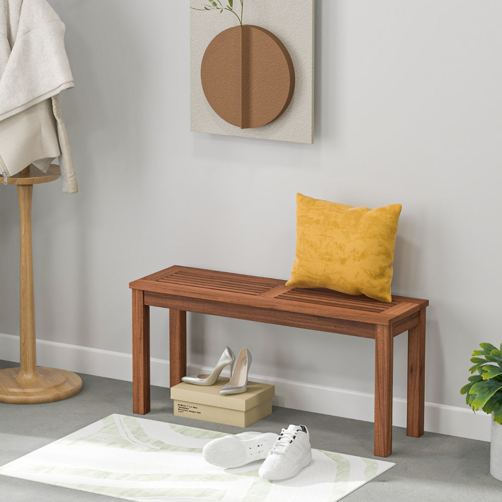 2-Person Patio Wood Bench with Slatted Seat - TidySpaces