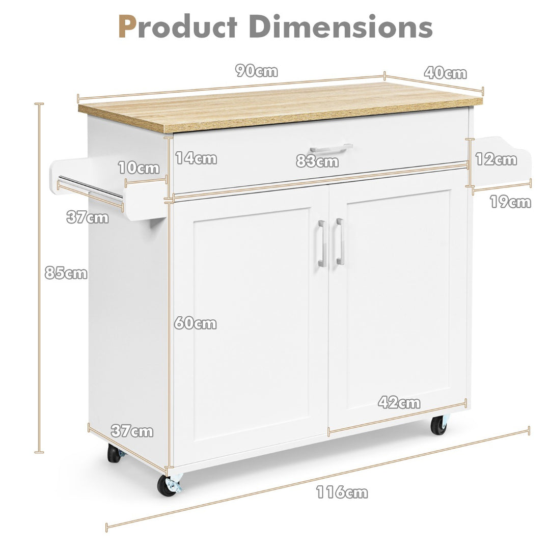 Rolling Kitchen Storage Trolley with Adjustable Shelf and Drawer