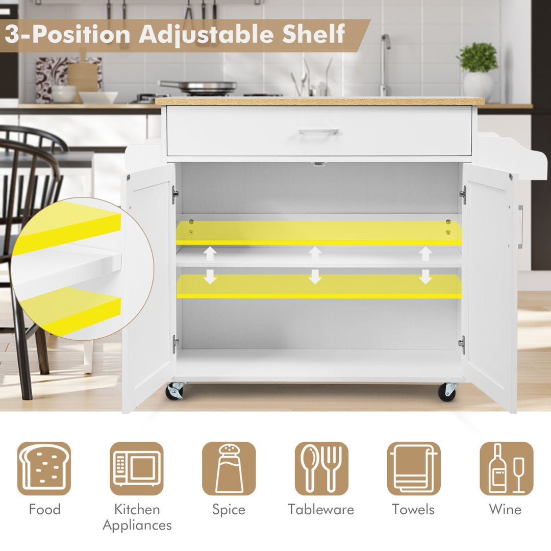 Rolling Kitchen Storage Trolley with Adjustable Shelf and Drawer