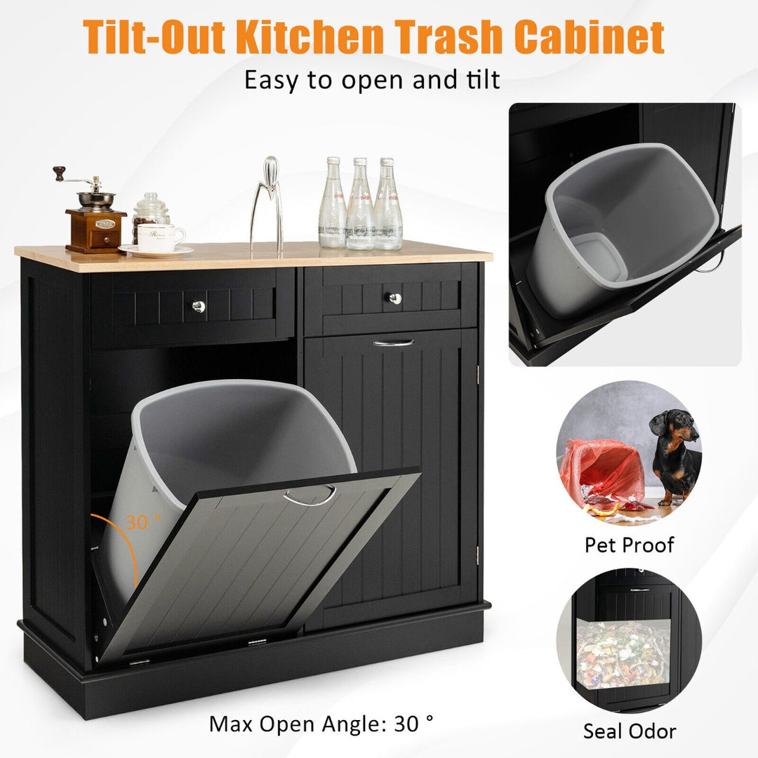 Kitchen Tilt Out Trash Cabinet with 2 Drawers and Adjustable Shelves