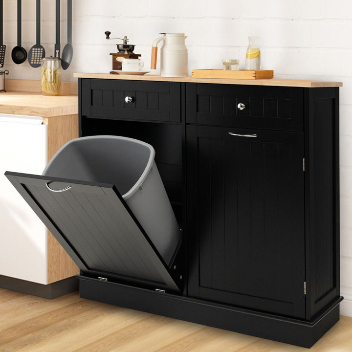 Kitchen Tilt Out Trash Cabinet with 2 Drawers and Adjustable Shelves