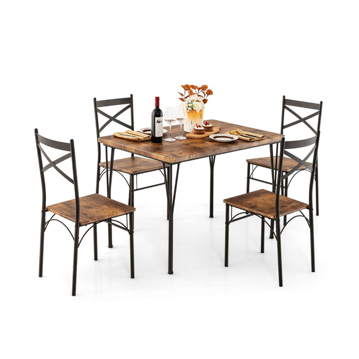 5 Piece Dining Table Set with Metal Frame