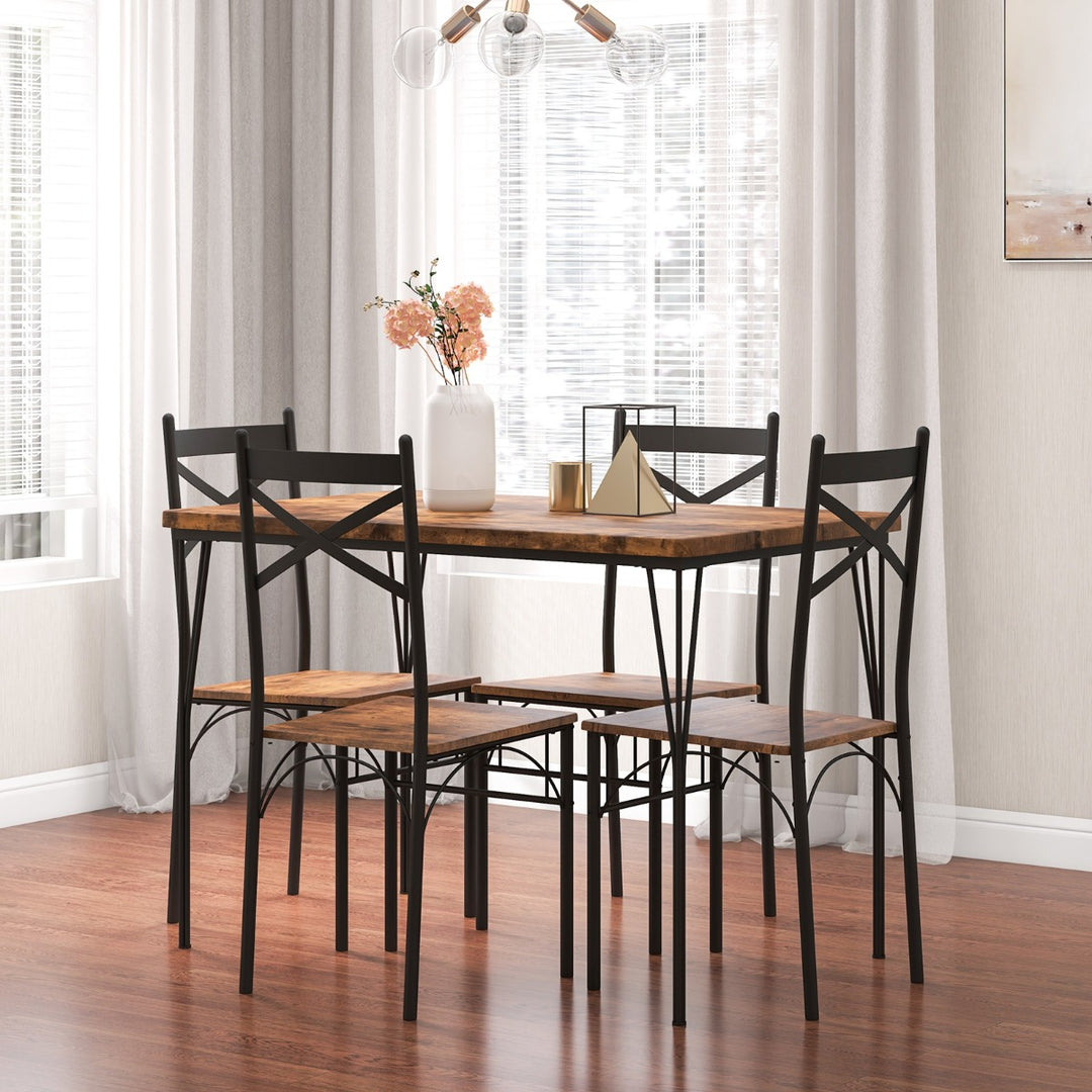 5 Piece Dining Table Set with Metal Frame