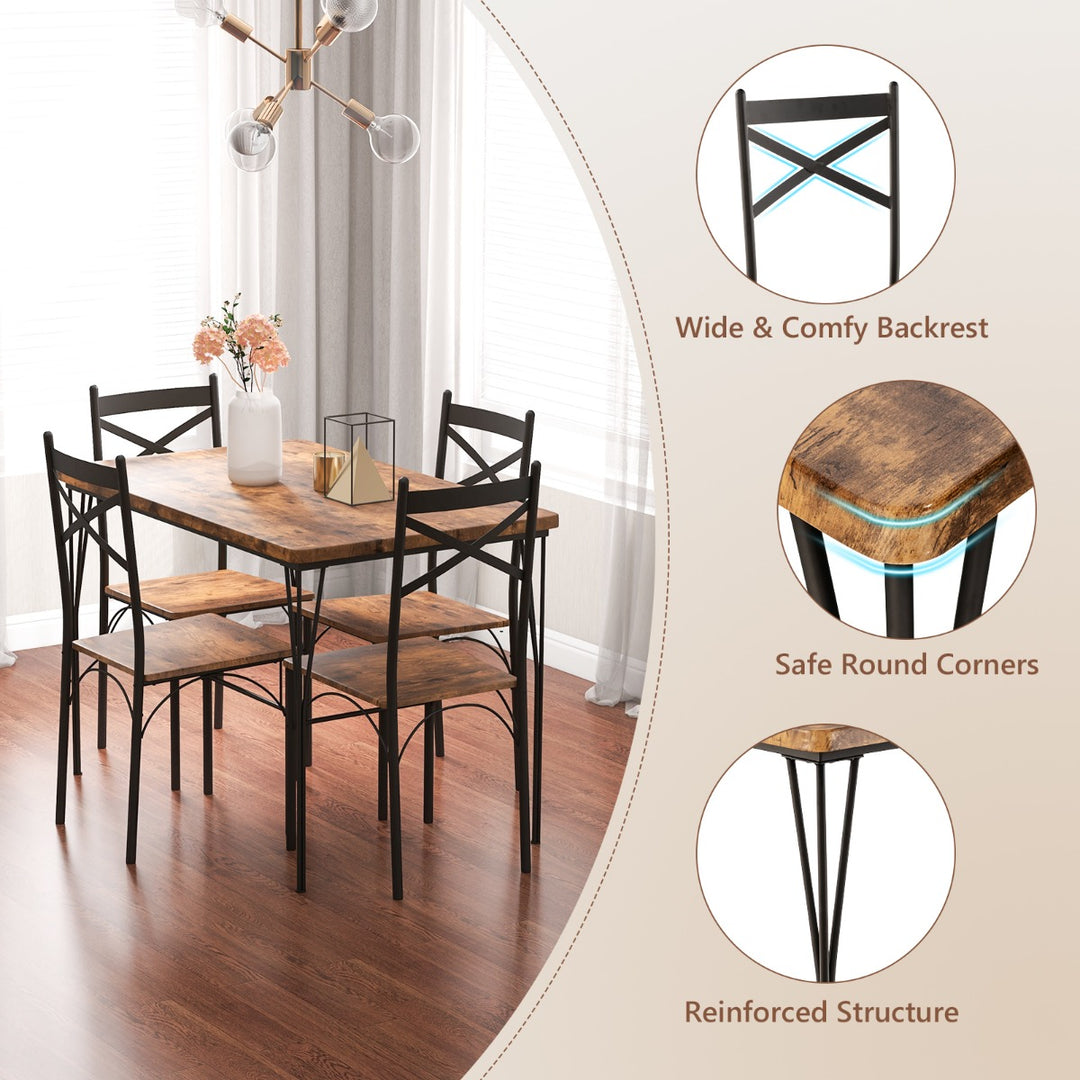 5 Piece Dining Table Set with Metal Frame