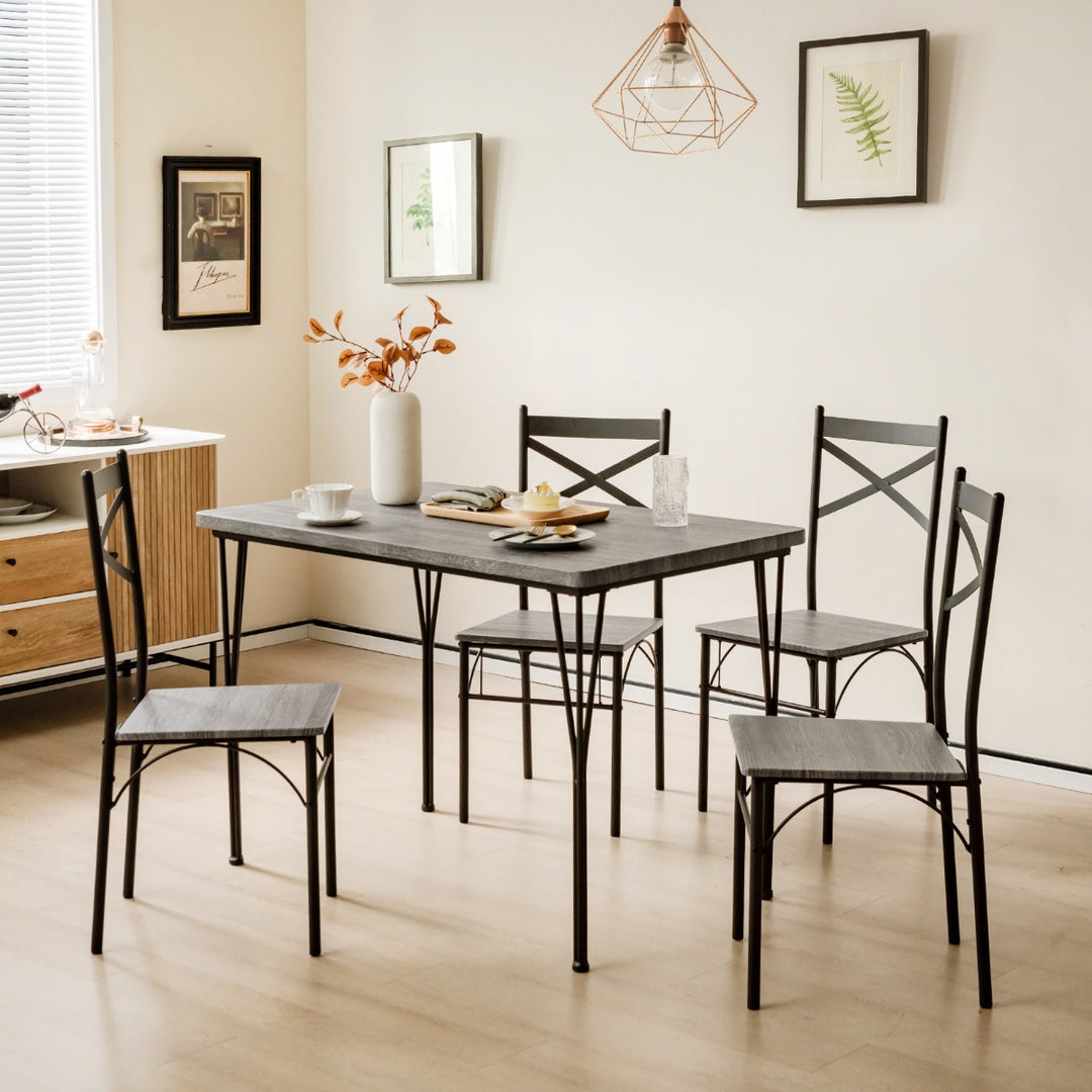 5 Piece Dining Table Set with Metal Frame