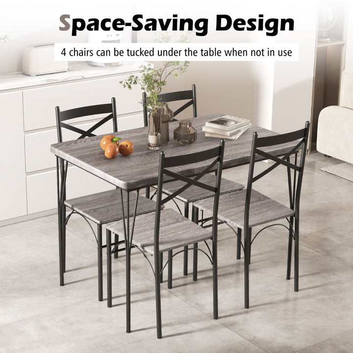 5 Piece Dining Table Set with Metal Frame